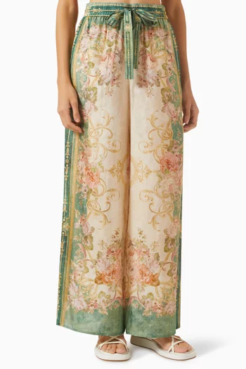 August Floral-print Relaxed Pants in Silk