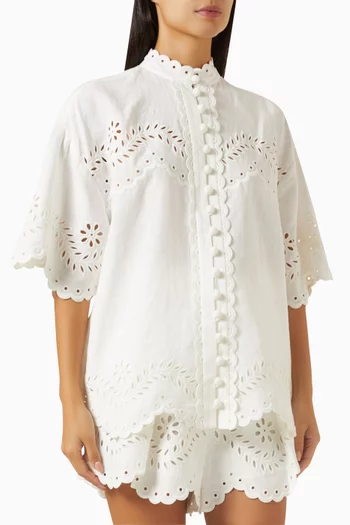 Junie Embroidered Shirt in Linen