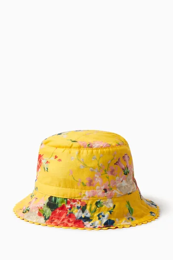 Floral-print Bucket Hat in Cotton