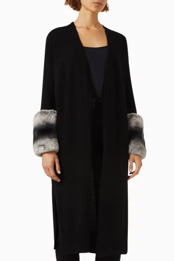 Long Cuff Cardigan in Wool-cashmere Knit