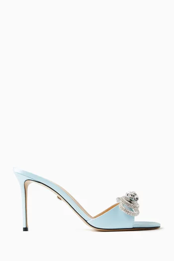 Double Bow 95 Mule Sandals in Satin