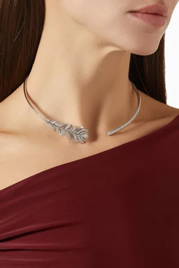 قلادة رقبة مرصعة بالماس بلوم دي باون ذهب أبيض عيار 18‏