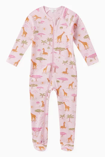 Giraffe-print Sleepsuit in Organic Cotton