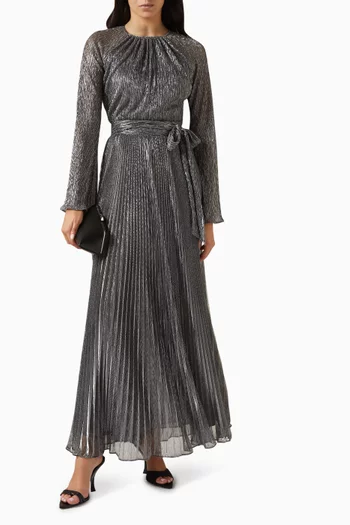 Plissé Belted Gown