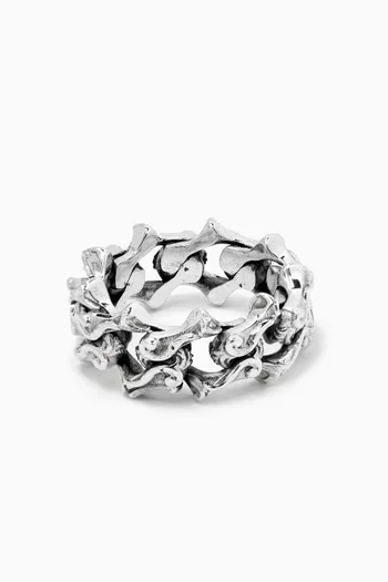 Arabesque Sharp Link Chain Ring in 925 Sterling Silver
