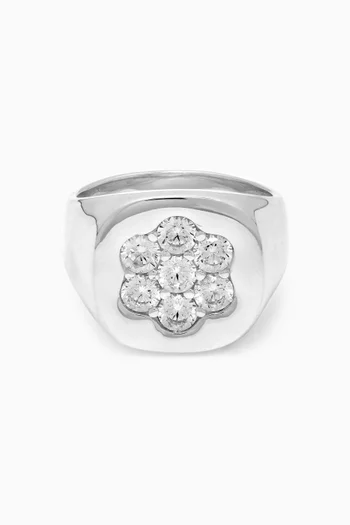 Dainty Signet Ring in Cubic Zirconia & Sterling Silver