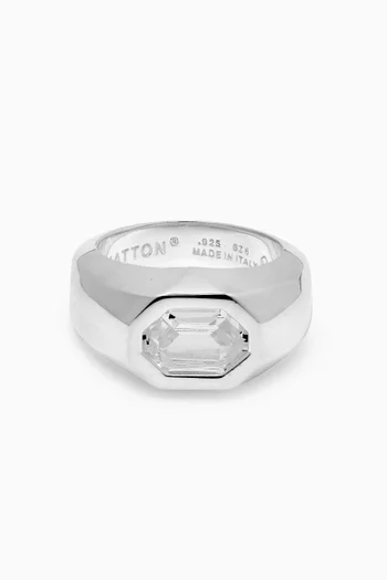 Emblem Signet Ring in Cubic Zirconia & Sterling Silver