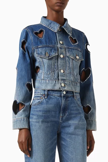 Jeff Crystal-embellished Cropped Jacket in Denim