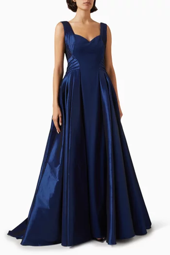 Beaumont Pleated Back Ball Gown in Crepe