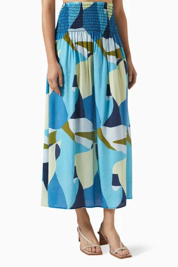 Lily Paradise-print Maxi Skirt in Rayon-nylon