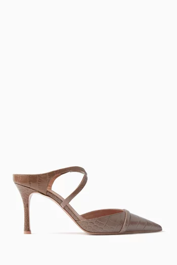 Yoana 80 Mules in Croc-embossed Leather