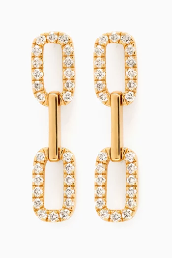 Half Diamond Link Earrings in 18kt Yellow Gold