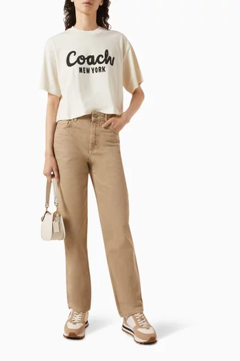Cursive Logo-print Crop T-shirt in Cotton-jersey