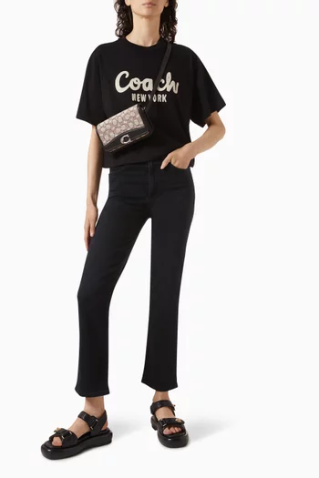 Cursive Logo-print Crop T-shirt in Cotton-jersey