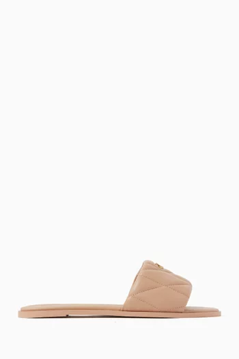 Holly Quilted Slide Sandals in Leather