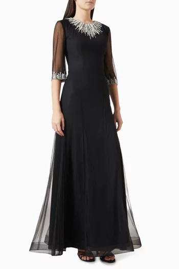 Sequin Embellished Maxi Gown in Tulle