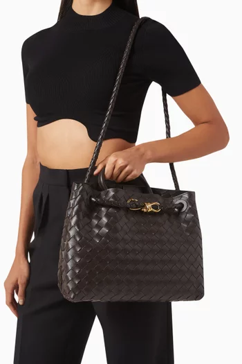 Medium Andiamo Crossbody Bag in Intrecciato Leather