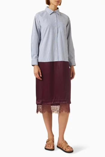 Lorraine Lace Combo Shirt Dress in Cotton
