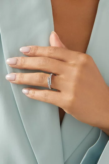 Pave Single Wrap Ring in Rhodium-plated Brass