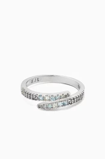 Pave Single Wrap Ring in Rhodium-plated Brass