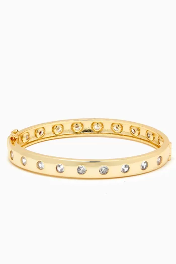 Round CZ Bangle in Gold-plated Brass