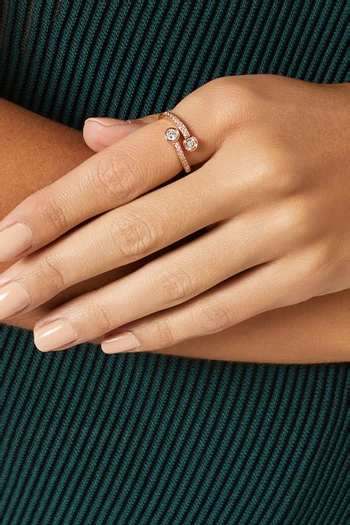 Bybass Pave Wrap Ring in Rhodium-plated Brass