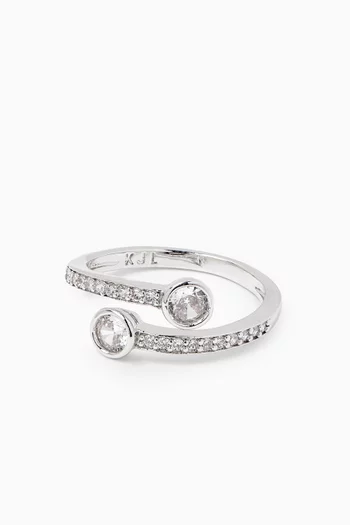 Bybass Pave Wrap Ring in Rhodium-plated Brass