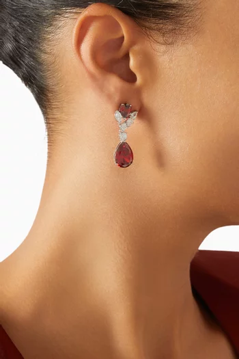 Pear Drop Earrings in Rhodium-plated Brass