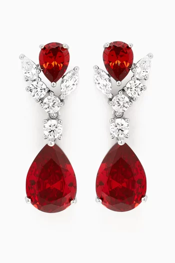 Pear Drop Earrings in Rhodium-plated Brass