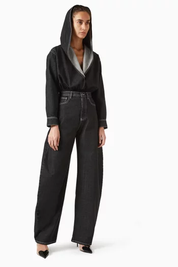 Hooded Bodysuit in Denim