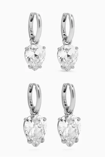 Diamond Girl Baby Drop Earrings in Silver-plated Brass, Set of 4