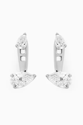 Pear Diamond Slider Earrings in 18kt White Gold