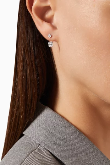 Asscher-cut Diamond Slider Earrings in 18kt White Gold