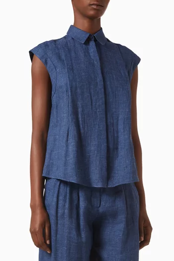 Icon Short Sleeved Shirt in Washed Linen