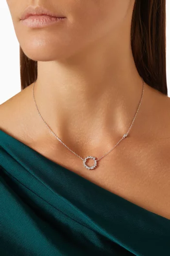 Circle Crystal Necklace in Sterling Silver