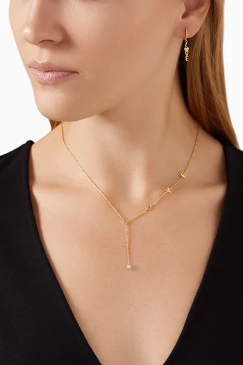 Love Crystal Y-chain Necklace in Gold-plated Brass