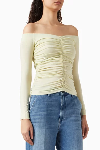 Agra Ruched Off-the-shoulders Top in Tencel