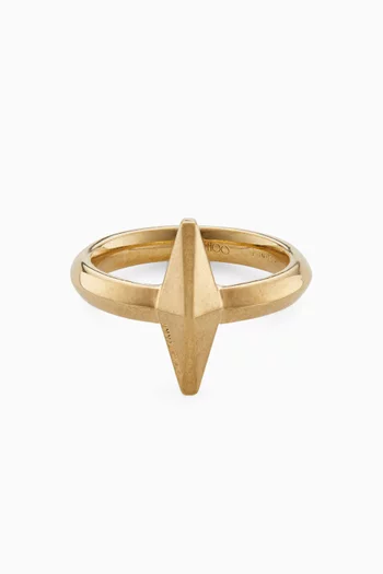 Diamond-motif Ring in Gold-finish Brass