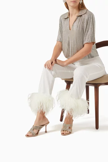 Gatsby 75 Crystal-embellished Mules in Metallic Leather