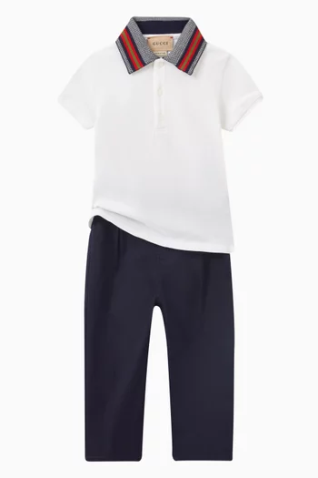 Web-stripe Trousers in Cotton-blend