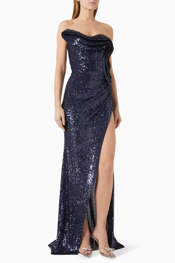 Strapless Sequin-embellished Gown