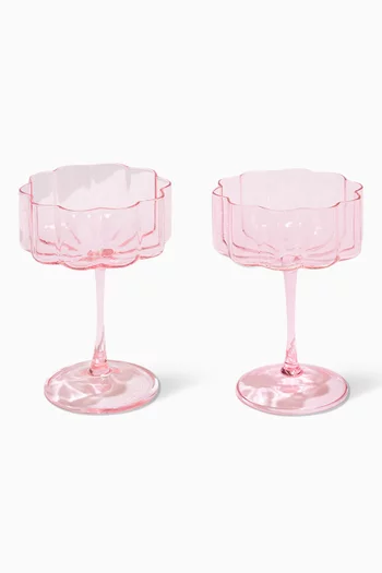 Wave Coupe in Glass, Set of 2