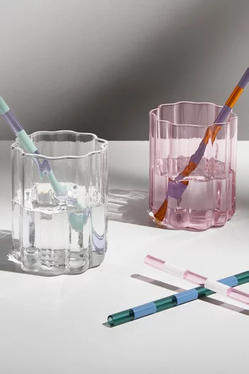 Striped Straws in Glass