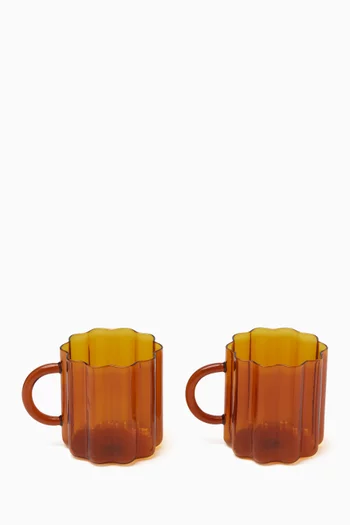 Wave Mug in Glass, Set of 2