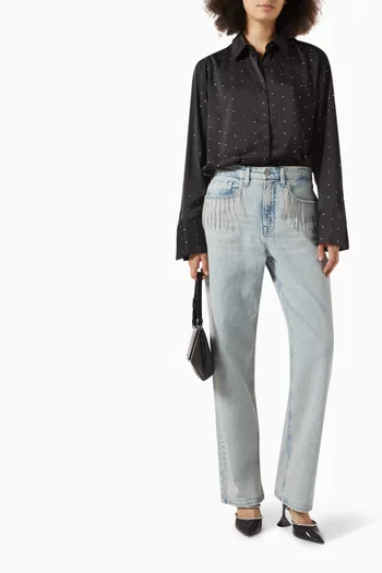 Crystal-studded Shirt in Satin