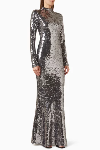 Funnel Maxi Dress in Sequin