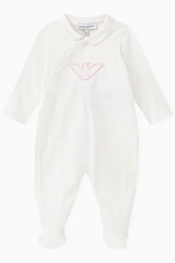 Embroidered Logo Jumpsuit in Cotton