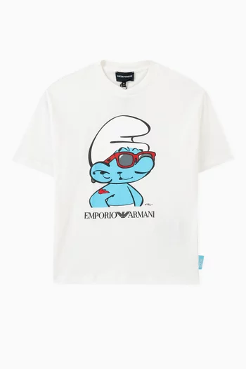 x The Smurfs Logo T-shirt in Cotton