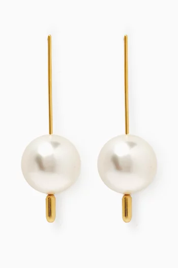 Pearl Drop Earrings in Brass