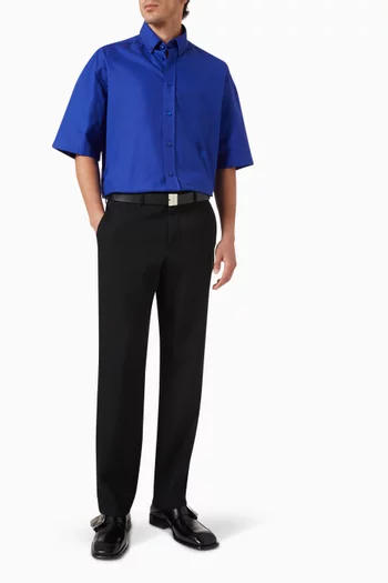 Equestrian Knight Embroidered Shirt in Cotton Poplin